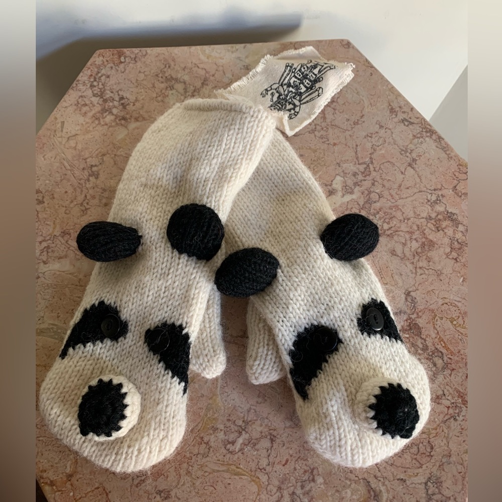 Adult Panda Winter Mittens Made in Nepal
